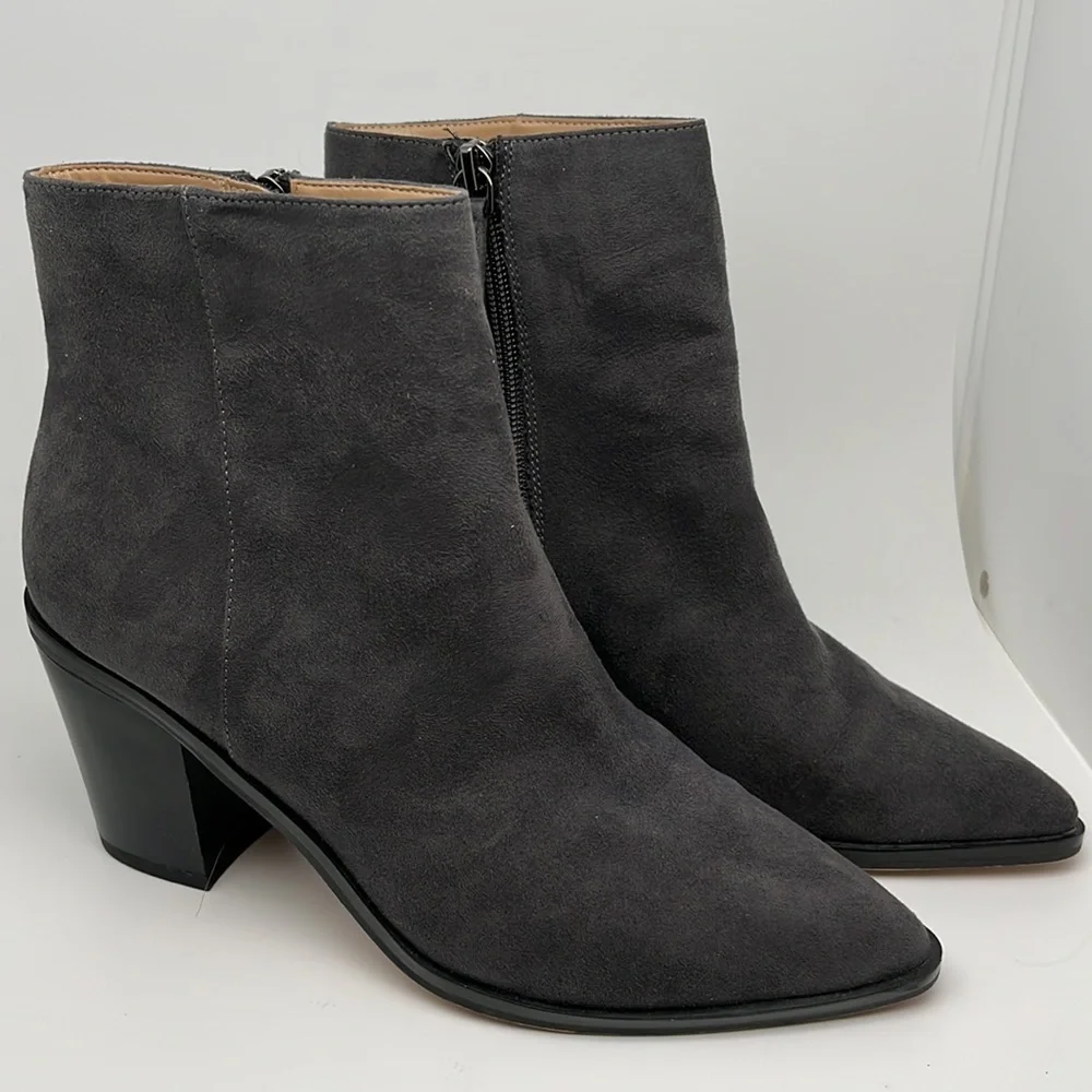 14th & Union Braxten‎ Gray Ankle Block Heel Pointed Boots Booties Size 7.5